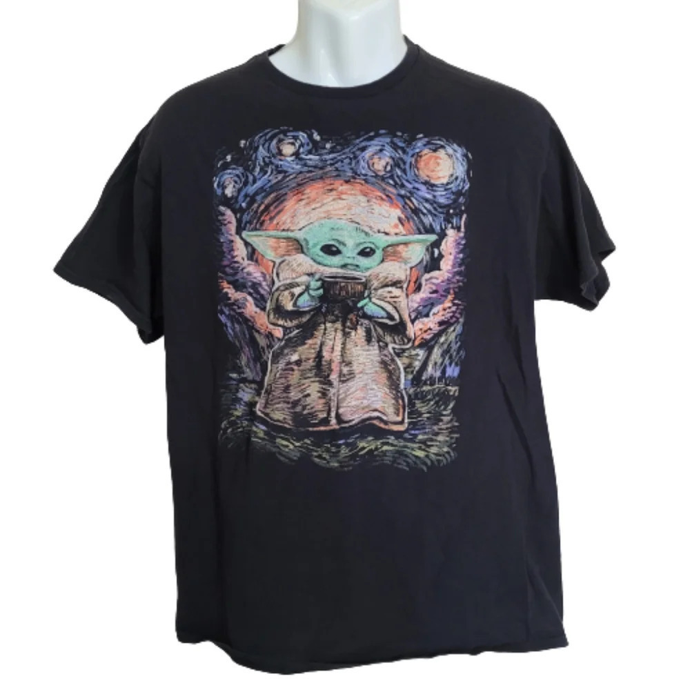 Star Wars The Mandalorian The Child Starry Night T-Shirt Size Men's Large